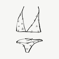 Women's bra and panty, doodle graphic psd