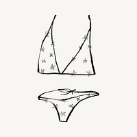 Women's bra and panty, doodle graphic