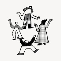 People dancing doodle, party graphic