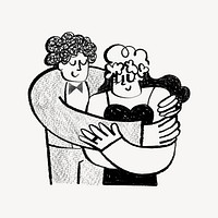Couple hugging doodle, love graphic