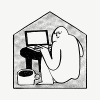 Person working from home doodle psd