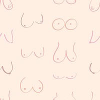 Women's breasts pattern background, cute doodle psd