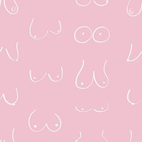 Women's breasts pattern background, cute doodle