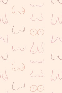 Women's breasts pattern background, cute doodle