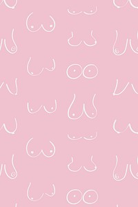 Women's breasts pattern background, cute doodle
