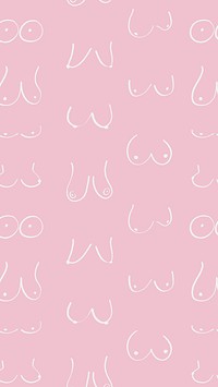 Women's breasts pattern iPhone wallpaper, cute doodle background