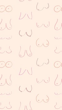 Women's breasts pattern iPhone wallpaper, cute doodle background