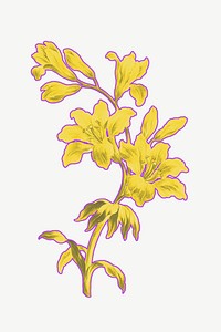 Yellow flower clipart psd, remixed by rawpixel