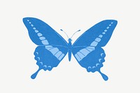 Blue butterfly clipart psd, remixed by rawpixel