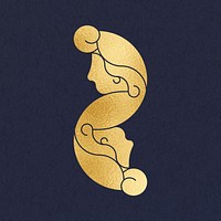 Gold Gemini sign, Alphonse Mucha&rsquo;s zodiac symbol, famous Art Nouveau artwork psd, remixed by rawpixel