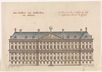 Achteraanzicht van het Stadhuis van Amsterdam (1695 - 1699) print in high resolution by Johan Teyler.  