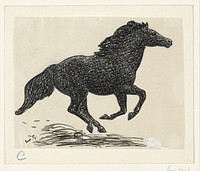 Galopperend paard (1891&ndash;1941) drawing in high resolution by Leo Gestel.  
