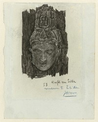 Study of head of Shiva in the Museum of Ethnology in Leiden (1868–1928) by Jan Toorop. Original public domain image from the Rijksmuseum