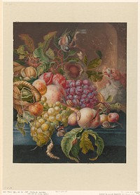 Fruitstilleven, painting in high resolution by Herman Henstenburgh (1667–1726). 