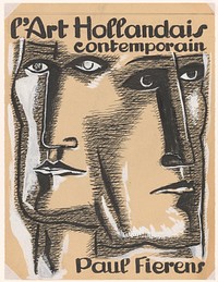 Ontwerp boekomslag "l'Art Hollandais contemporain" (1933) drawing in high resolution by Leo Gestel.  