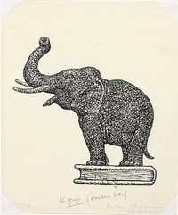 Olifant op boek (ca. 1935–1936) drawing in high resolution by Leo Gestel.  