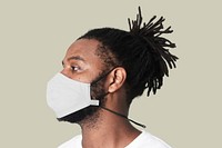 Man wearing face mask mockup psd due to covid-19 protection