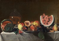 Still Life with Fruit and Carafe (ca. 1610–1620) by Pensionante del Saraceni.  