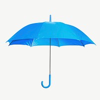 Blue umbrella collage element, isolated image psd