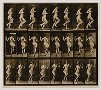 Woman Ricochetting on One Foot (ca.1887) photography in high resolution by Eadweard Muybridge.  