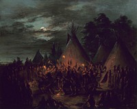 Scalp Dance, Sioux (1845–1848) painting in high resolution by George Catlin.  