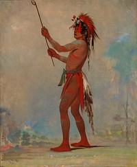 We-chúsh-ta-dóo-ta, Red Man, a Distinguished Ball Player (1835) painting in high resolution by George Catlin.  