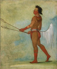 Tul-lock-chísh-ko, Drinks the Juice of the Stone, in Ball-player's Dress (1834) painting in high resolution by George Catlin.  