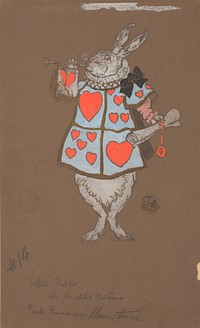 White Rabbit with Herald's Costume Design (1915) for Alice in Wonderland in high resolution by William Penhallow Henderson.  