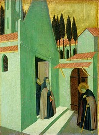 Saint Anthony Leaving His Monastery (ca. 1430–1435) by Master of the Osservanza & Sano di Pietro.  