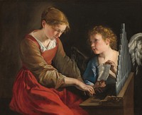 Saint Cecilia and an Angel (ca. 1617–1618 and ca. 1621–1627) by Orazio Gentileschi & Giovanni Lanfranco.  