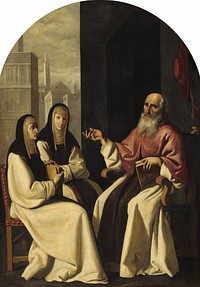 Saint Jerome with Saint Paula and Saint Eustochium (ca. 1640–1650) by Francisco de Zurbarán & Spanish 17th Century.  