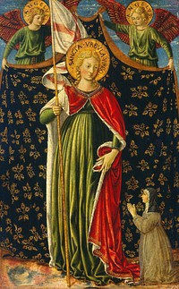 Saint Ursula with Two Angels and Donor (ca. 1455–1460) by Benozzo Gozzoli.  