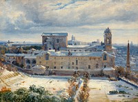 Santa Trinità dei Monti in the Snow (1825–1830) by André Giroux.  