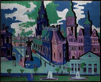 View of Dresden: Schlossplatz (1926) painting in high resolution by Ernst Ludwig Kirchner.  