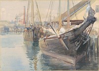 Ships at the Dock (1893) by Dora Louise Murdoch.  