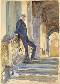 Sir Neville Wilkinson on the Steps of the Palladian Bridge at Wilton House (ca. 1904–1905) by John Singer Sargent.  