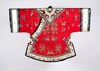 Han Chinese Woman’s Informal Three-Quarter-Length Coat ao with Design of Flowers and Butterflies