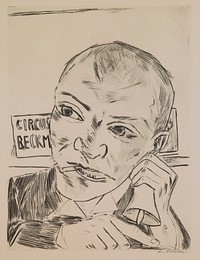 The Barker Self-Portrait, plate 1 from the portfolio “Annual Fair” by Max Beckmann