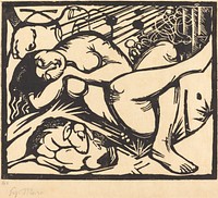 Sleeping Shepherdess (Schlafende Hirtin) (1912) print in high resolution by Franz Marc. 