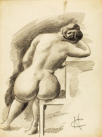 Seated Female Nude by Carl Newman