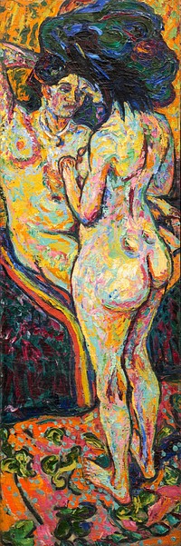 Two Nudes, obverse (1907) painting in high resolution by Ernst Ludwig Kirchner.  