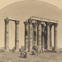 Temple of Olympian Zeus (1890) drawing in high resolution by Themistocles von Eckenbrecher.  