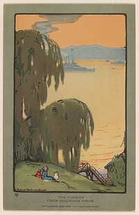 The Hudson from Riverside Drive (1914) from Art–Lovers New York postcard in high resolution by Rachael Robinson Elmer.  