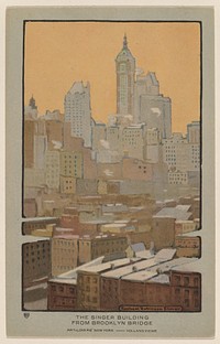 The Singer Building from Brooklyn Bridge (1914) from Art–Lovers New York postcard in high resolution by Rachael Robinson Elmer.  