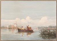 The Thames at Battersea (1824) drawing in high resolution by David Cox.  