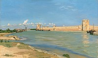 The Western Ramparts at Aigues–Mortes (1867) by Frédéric Bazille.  