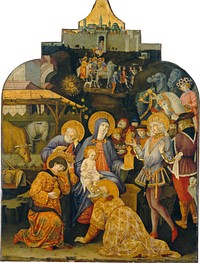 The Adoration of the Magi (ca. 1470–1475) by Benvenuto di Giovanni.  