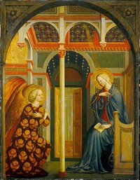 The Annunciation (ca. 1423–1424) by Masolino da Panicale.  