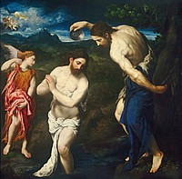 The Baptism of Christ (ca. 1535–1540) by Paris Bordone.  