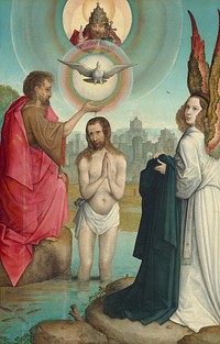 The Baptism of Christ (ca. 1508–1519) by Juan de Flandes.  